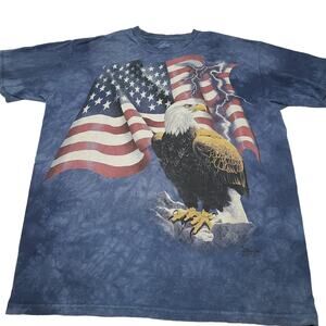 The Mountain T-Shirt Men's Large Blue American Eagle Dyed T-Shirt USA Patriotic